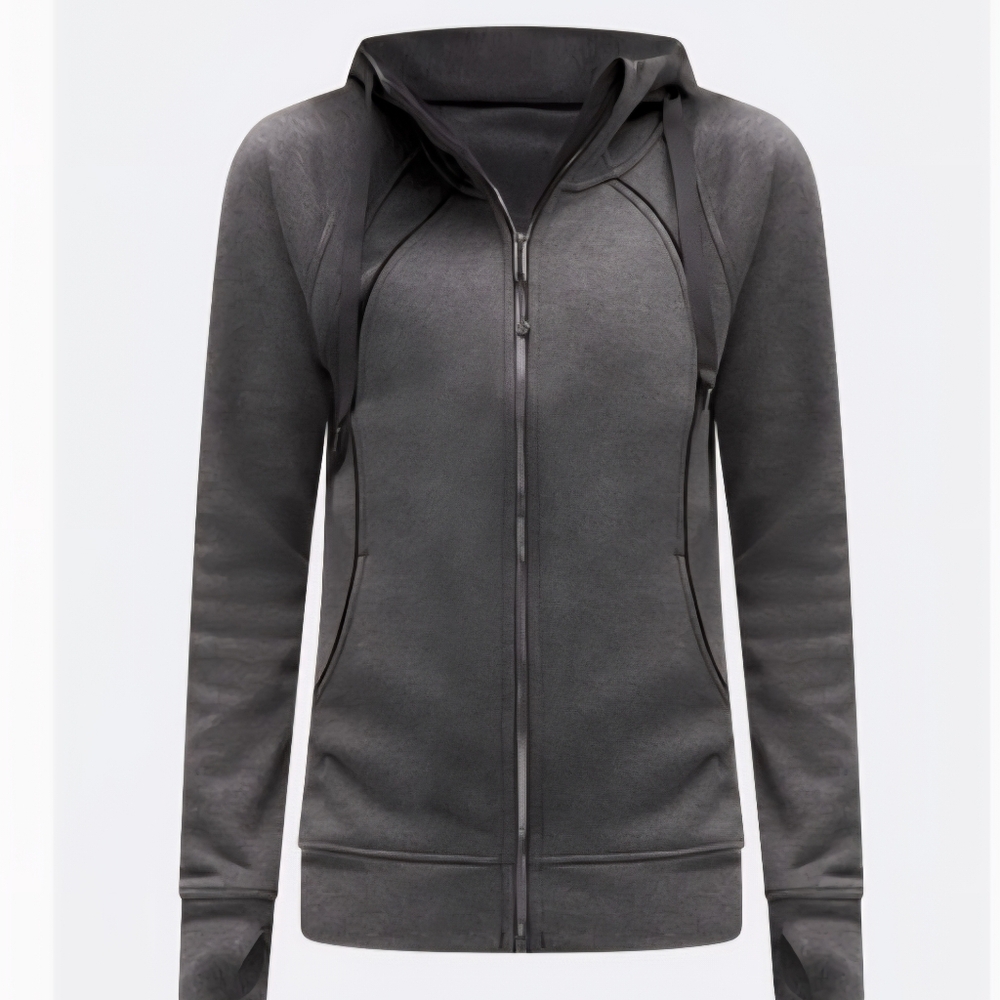 Lululemon Scuba Full Zip Plush Hoodie Heathered Black and Gold sz6  BinH